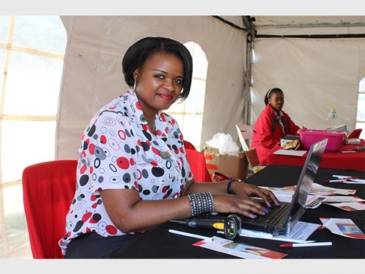 Tebogo Maboe at her station, making sure that everything goes smoothly with donations.