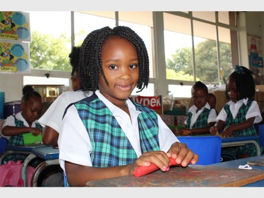 Elana Mailulu from Randfontein Primary making her first clay creation in Grade 1.
