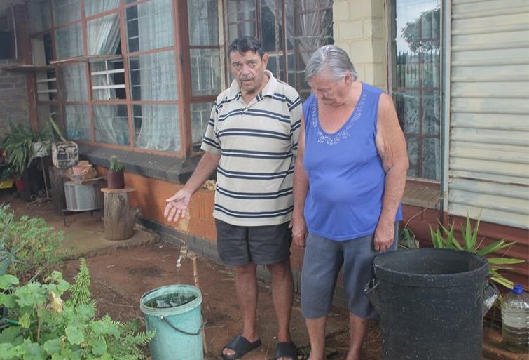 Indigent pensioners in Venterspos say new water restrictors have reduced their household supply to a trickle.