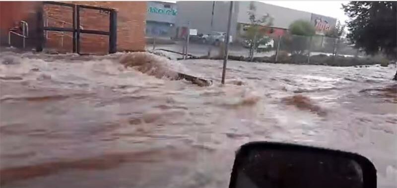 The devastation of a sudden storm with heavy rain and hail left roads flooded and businesses and schools across Randfontein damaged.
