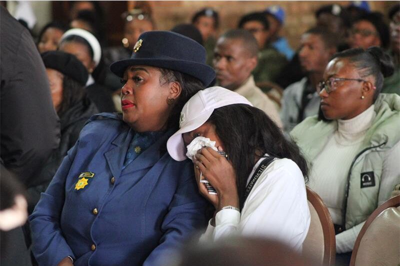 Colleagues, family, and friends came together at the IEC Hall to pay emotional tributes to Constables Kgotso Motsamai and Thabo Motshole.