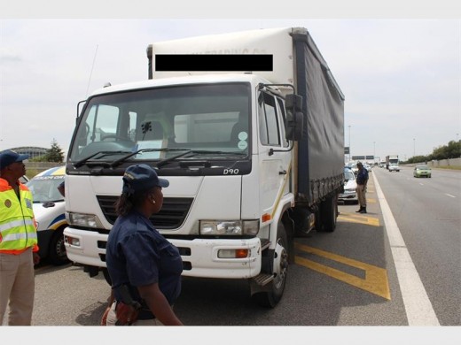 THE recovered truck next to the highway. Photograph: EMPD