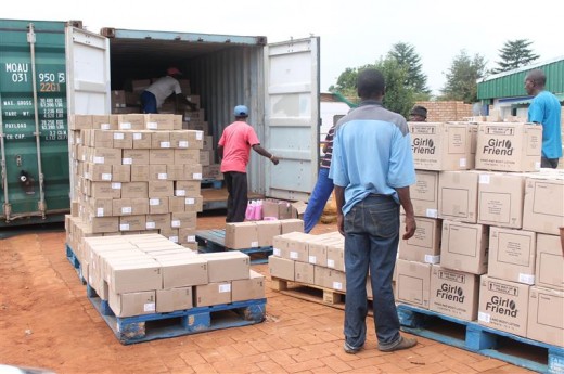 Workers of the warehouse in Bredell off load the goods from the storage facilities. 