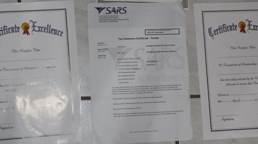 Some of the documents confiscated at the store on West Street. Photograph: EMPD