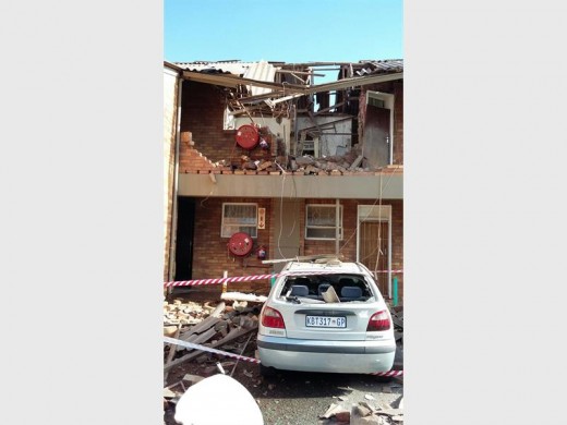 THE geyser explosion which left one of the units destroyed and four cars damaged at Rhodes Court. Photograph supplied
