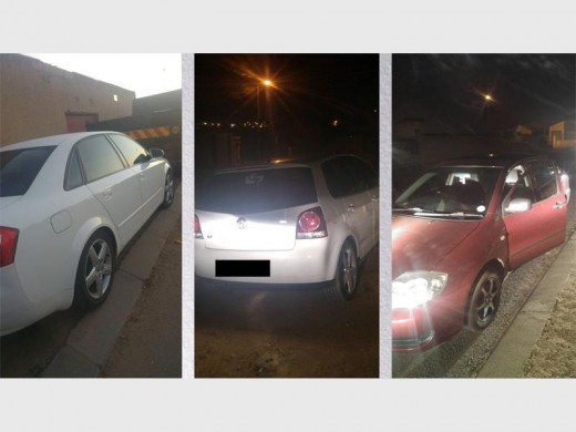 THE recovered Audi A4, VW Golf GT and the Toyota Corolla. Photograph: EMPD