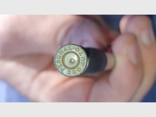 THE headstamp of the cartridge casing found in the garden.