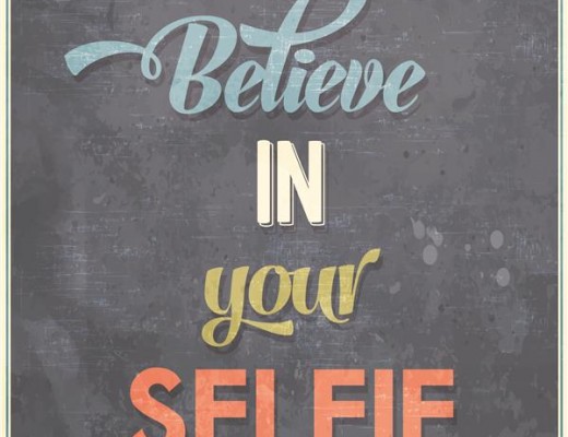 Calligraphic Writing "Believe in your selfie" vector illustration