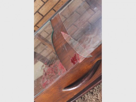 THIS piece of glass was found inside the bedroom where Dirk Fivaz was found murdered.