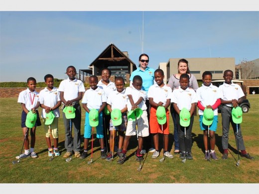 GOLFING champions in the making are, front: Evah Morife, Hope Chibi, Tadiwanashe Matayaya, Mkhuleko Sebalabala, Tiro Seothola, Joel Gutu, Winston Dube, Sifiso Moses, Adelaide Kohwai and Doen Mashula. Back: teacher Celiwe Mntungwa, coach Suzette Venter and marketing exec Danielle Burger.