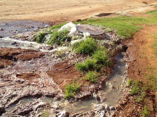 A sewage spill on August 29 slowed down the road works. Photograph: Franco Smit Marais