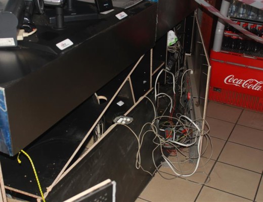 THE cashier counter was destroyed by the impact of the bomb and the safe's door that flung off.