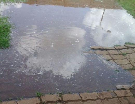 RESIDENT Madelyn Snith's yard filled with water from the reservoir