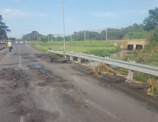BITS of Pretoria Road was damaged during the floods last night. Photo: Social Media