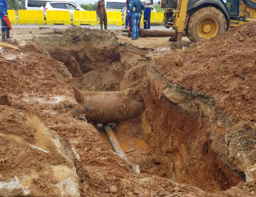 The scene on Zuurfontein Road yesterday afternoon. Photograph: Brenda Short