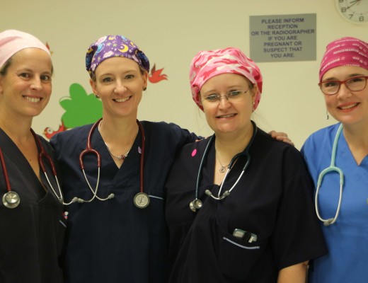 The all-female team of anaesthetists: Dr Henrika Rossouw, Dr Sandra Spijkerman, Dr Marleen Odendaal and Dr Jeanri Smith, who were tasked with one of the greatest challenges faced by the surgical team who separated conjoined twins, Uwenzile and Uyihlelile Shilongonyane. The twins were conjoined in such as way that they were facing each other, making the delicate task of intubating the little babies a great deal more complicated than usual.
