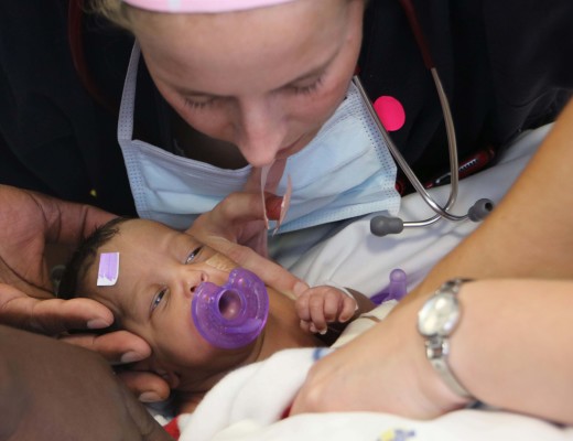 The all-female team of anaesthetists: Dr Henrika Rossouw, Dr Sandra Spijkerman, Dr Marleen Odendaal and Dr Jeanri Smith, who were tasked with one of the greatest challenges faced by the surgical team who separated conjoined twins, Uwenzile and Uyihlelile Shilongonyane. The twins were conjoined in such as way that they were facing each other, making the delicate task of intubating the little babies a great deal more complicated than usual.
