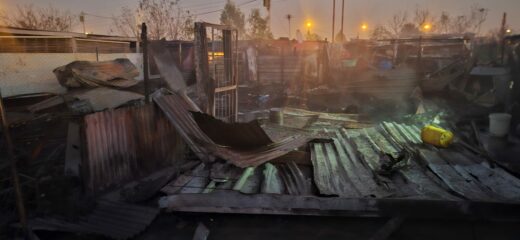Aftermath of the Marikana informal settlement shack fire.