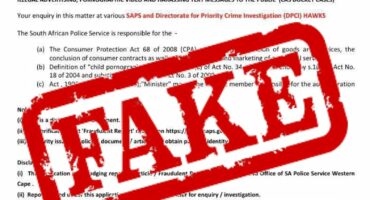 Fake police letter sent by fraudsters.