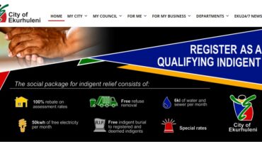 Screenshot of the City of Ekurhuleni's website.