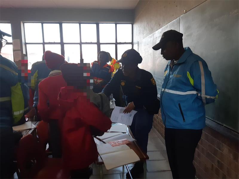 SAPS, community safety teams, and Siyabangena patrollers conducted a thorough search at Ipontse Primary School to remove prohibited items, promote awareness, and ensure a safe learning environment for students and staff.