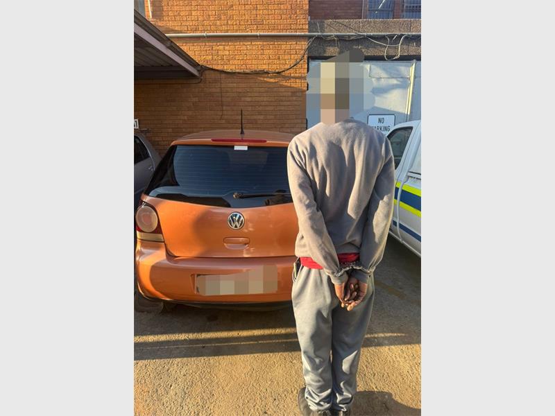 The EMPD Northern Region Task Team arrested a 60-year-old man in Bredell, Kempton Park, after officers discovered the Volkswagen Polo he was driving had been reported stolen in Delmas.