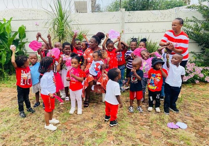 Children at Sunlight Pre-School in Kempton Park celebrated Valentine’s Day with a ‘Little Garden of Love’ theme, sharing flowers and hearts with their principal.