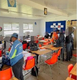 EMPD and SAPS confiscated knives, vape devices and suspected space cookies during a school safety operation.