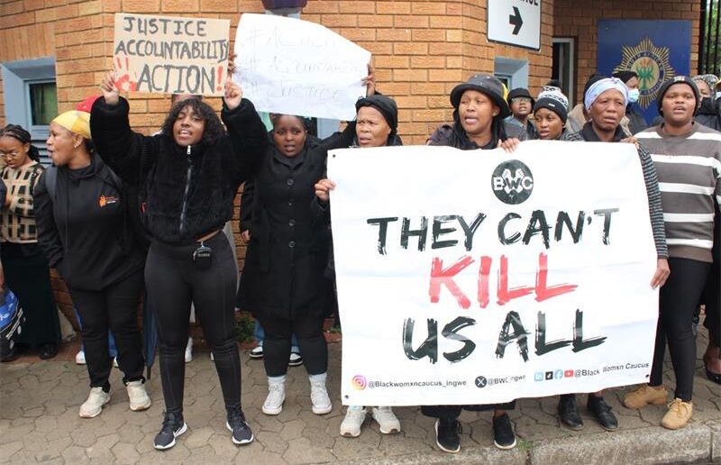 Organisations from across civil society, organised labour, faith-based groups and community structures gathered at the police station to deliver a petition and place their concerns before authorities.