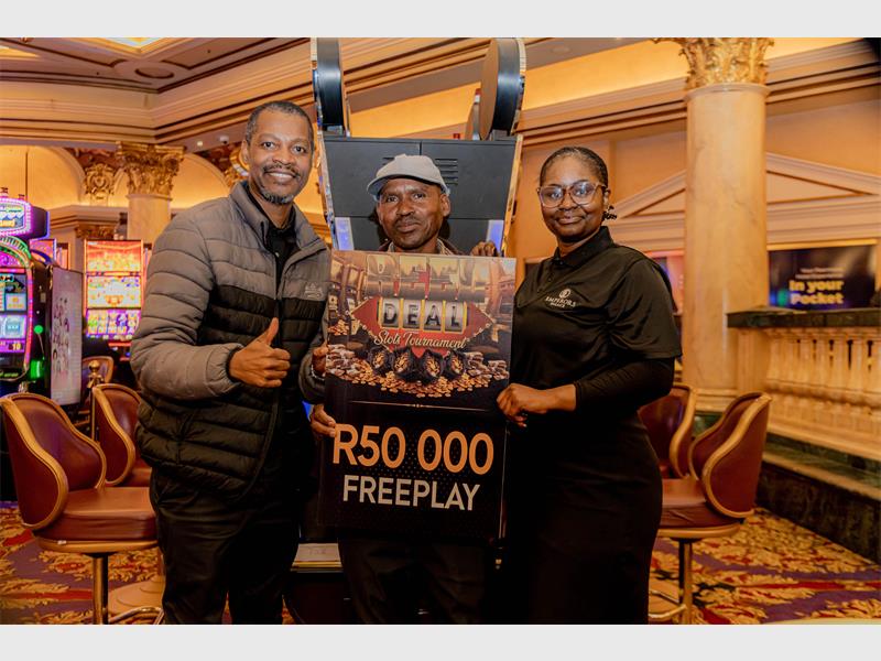 Thembisa’s Jealot Mzota walked away with R50 000 in FreePlay after winning the ‘Reel Deal’ Slots Tournament finale at Emperors Palace.