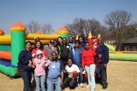 The Germiston Mail Centre staff were out in full force having fun with the Avril Elizabeth residents at the home on Thursday in celebration of Mandela Day. They took time out to pose with two of the residents.
