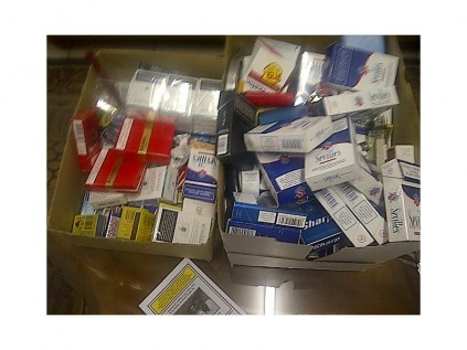 Boxes of nicotine and gas gun lighters.