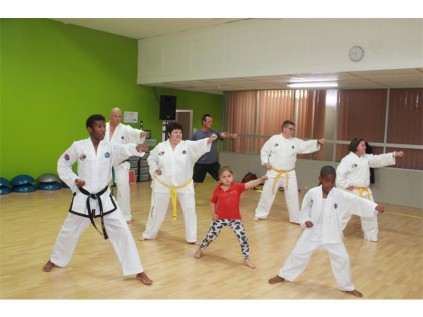 Members of the TaeKwon Do display their skills.