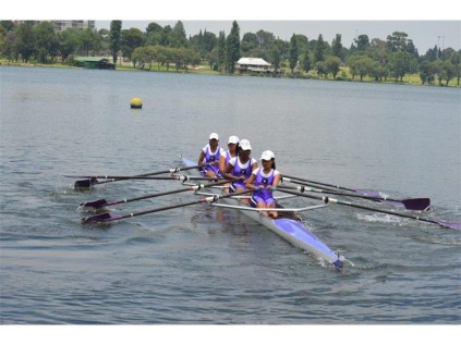The girls first quad team on the water.