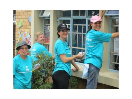 The "Window Cleaning and Maintenance" team from RMB Private Bank enjoy keeping the Germiston SPCA shining clean. 