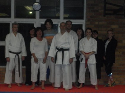 Back, (from left) are: Louis Coetzee, Jayne Baignet, Justin Brown, Jaco Markwat, Samantha Gray, Marina Muscardin and Kerri Baignet. Front: Mandy Brown, Sensei Mark Strydom and Kirsten Brown.