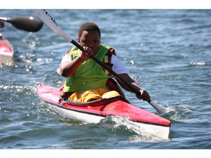 Colin Mann Primary's Siyabonga Msani makes his way during the u-12 6km race.