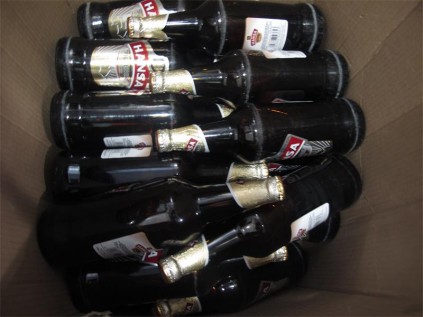 A number of bottles of beer confiscated by the Primrose police.