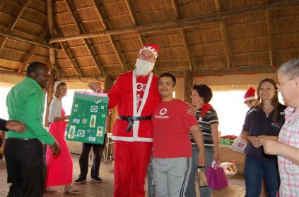 Father Christmas was on hand to hand out personalised gifts to each resident at Avril Elizabeth during a Christmas party held for them by Witfield residents, last Saturday.