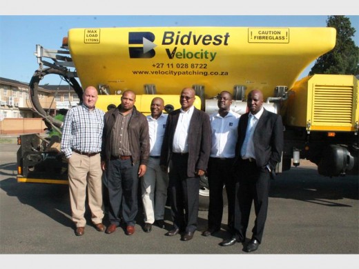 Excited about the newly launched pothole project are (from left): Ekurhuleni's Tony Mulder, Sizwe Cele (HOD of the roads and storm water department), Xolile Gubayo ( marketing executive at Bidvest TMS group), Clr Thumbu Mahlangu (MMC for roads and transport), David Madisa (managing executive at Bidvest Velocity) and Kulani Mayayise (divisional head at the Enterprise Project Management Office).