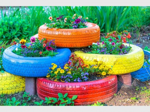 Tyre plant holder.