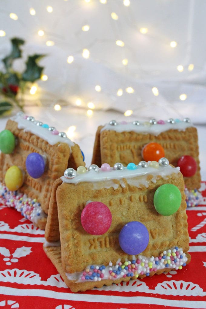 Let your kids make their own mini Christmas cookie cottages