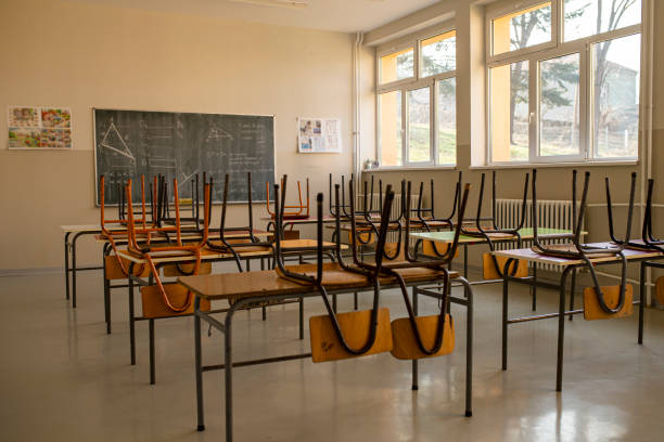 Photo of empty classroom in school
