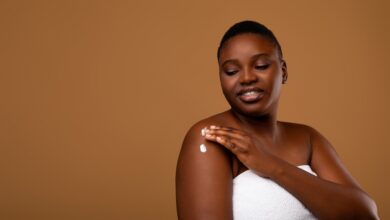 Daily,Skincare,Routine.,Portrait,Of,Young,Nude,African,American,Woman