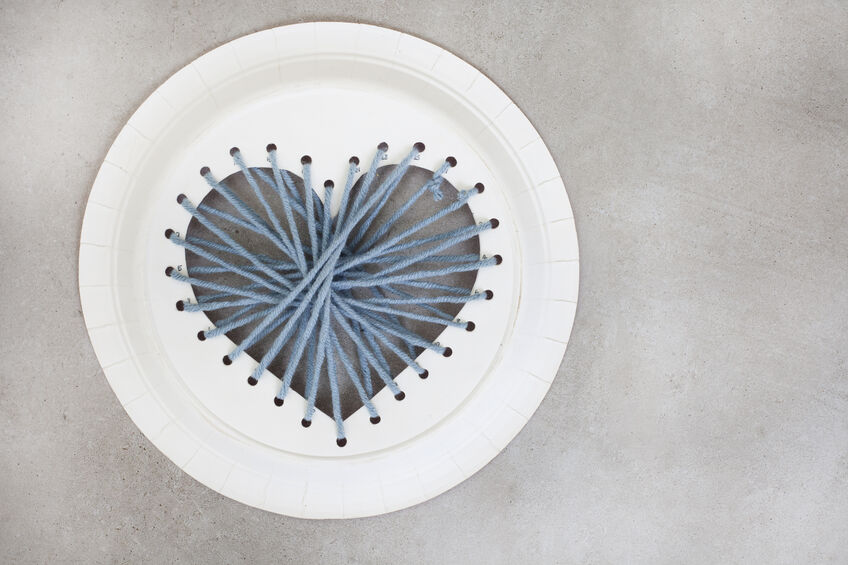 How to make a paper plate heart sewing craft