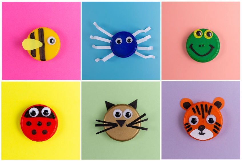 Caps of cuteness: Create animal faces with bottle caps