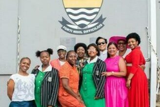 Learners and representatives from Ruth First Jeppe Memorial Trust, the SGB, school staff and GDE at the opening of Somerset House.