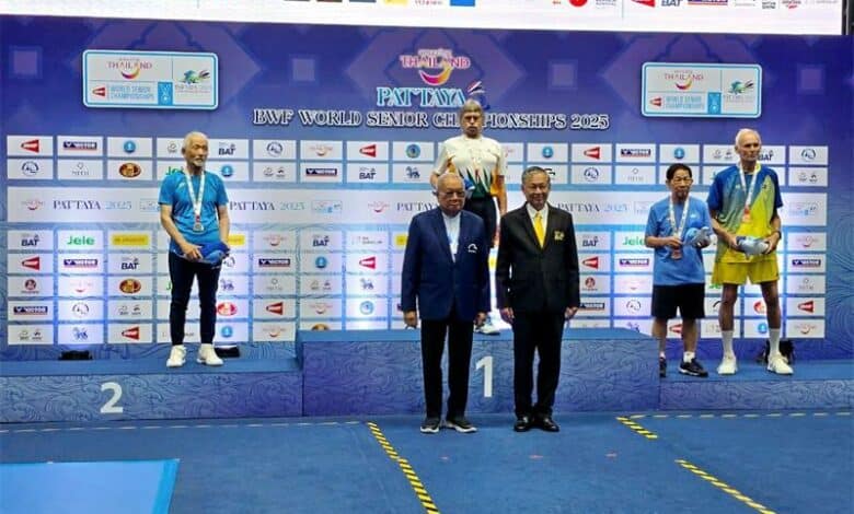 Eastern Gauteng Badminton Association veteran Johan Croukamp claimed both the men’s over-75 singles and doubles titles at the BWF Senior Championships in Thailand, sealing his status as a world champion with a dominant performance.