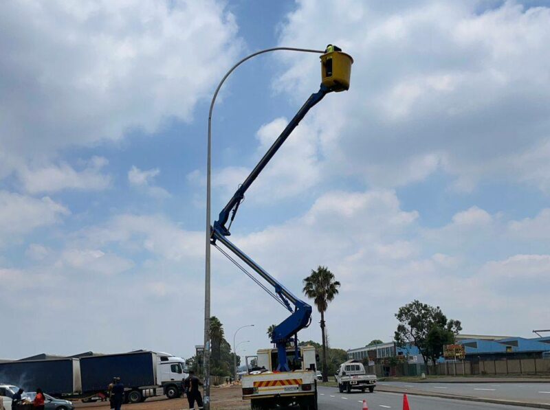 The City of Ekurhuleni is carrying out roadside and streetlight maintenance on Dekema Road in the Wadeville Industrial Area, to improve safety and visibility for road users.