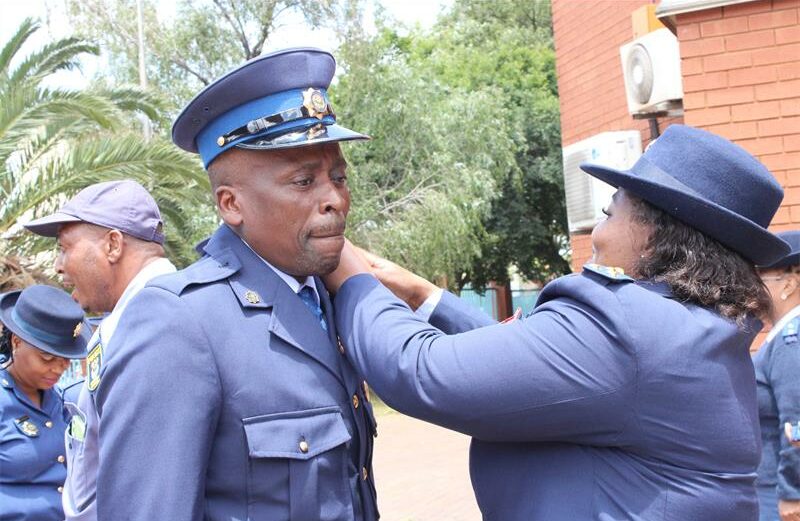 Warrant Officers Billy Ncala and Vusimuzi Sithole were officially promoted during a parade at Germiston SAPS, where their dedication, professionalism and years of service were recognised.